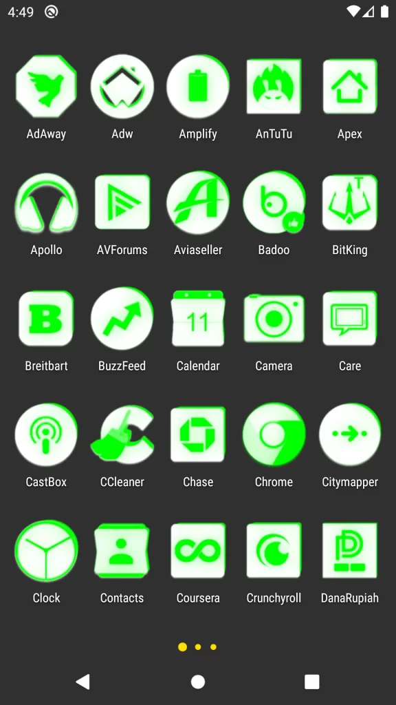 Inverted White and Green Icon Pack 2